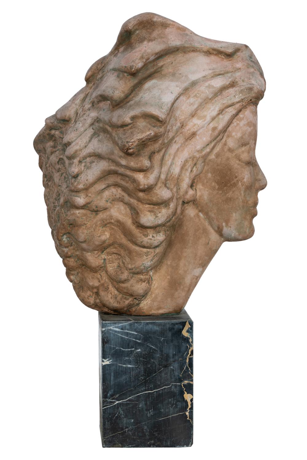 DECO CARVED BUSTstone bust on a 332711