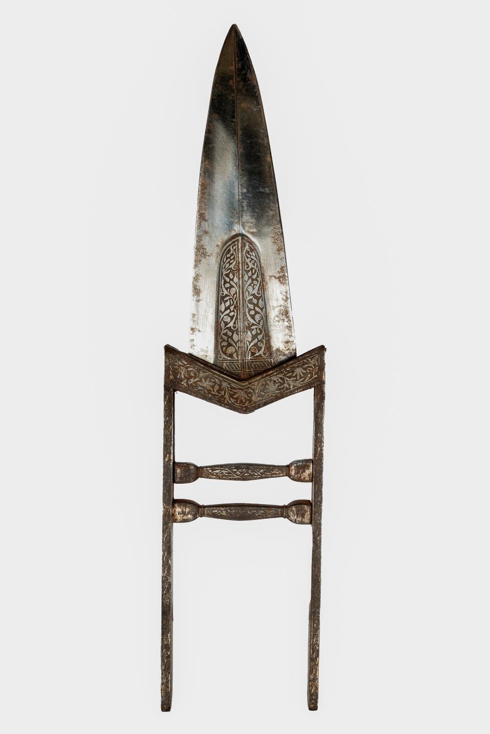 SILVER INLAID INDIAN KATAR SCISSOR-STYLE