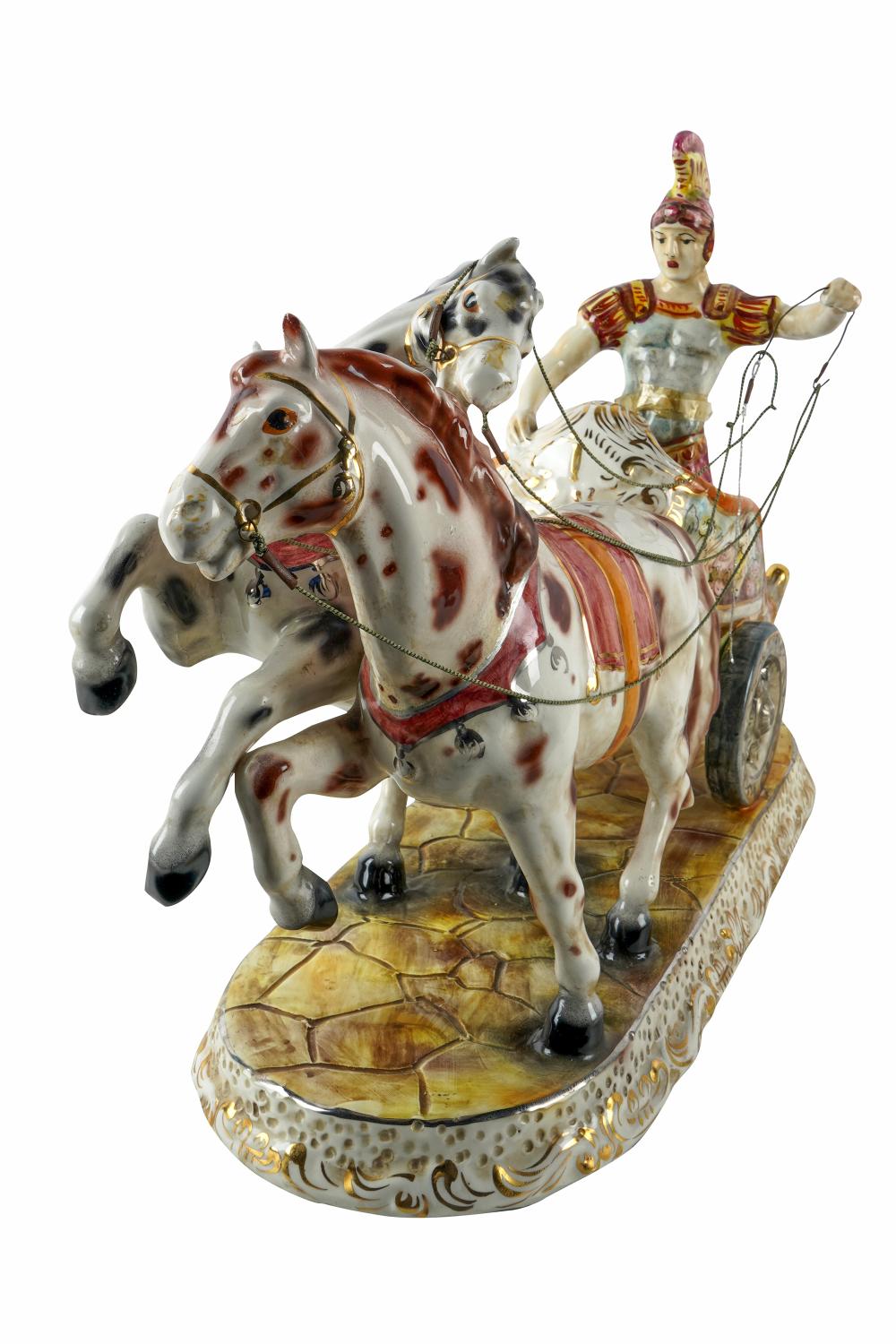 ITALIAN PORCELAIN CHARIOT GROUPsigned