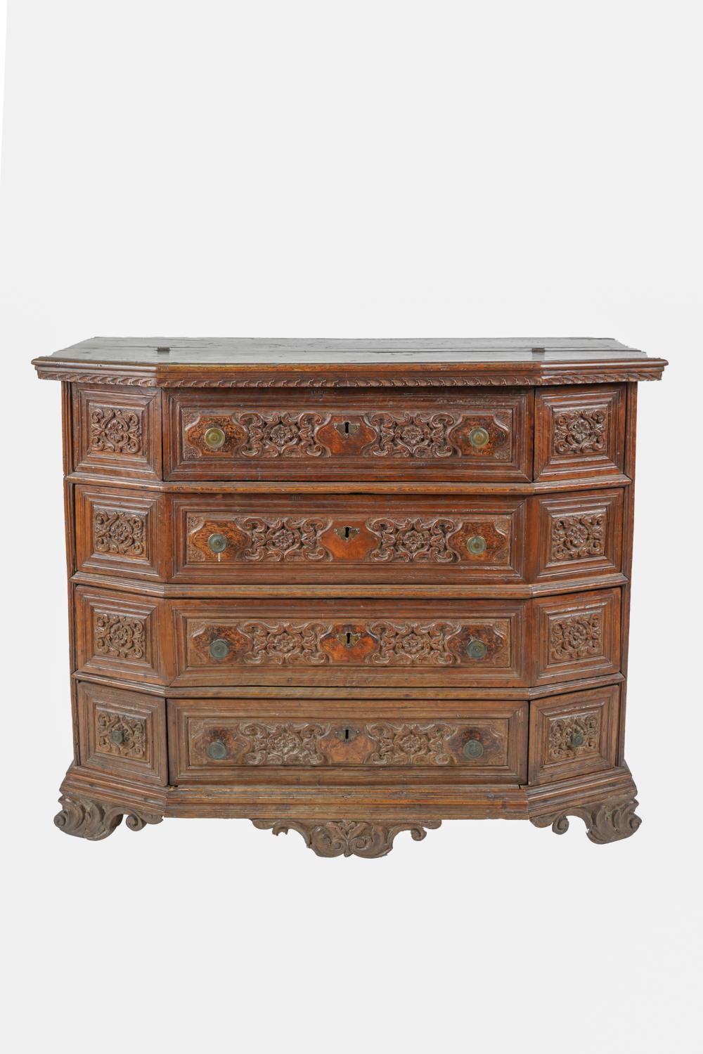 ITALIAN BAROQUE CARVED WALNUT CHEST 332761