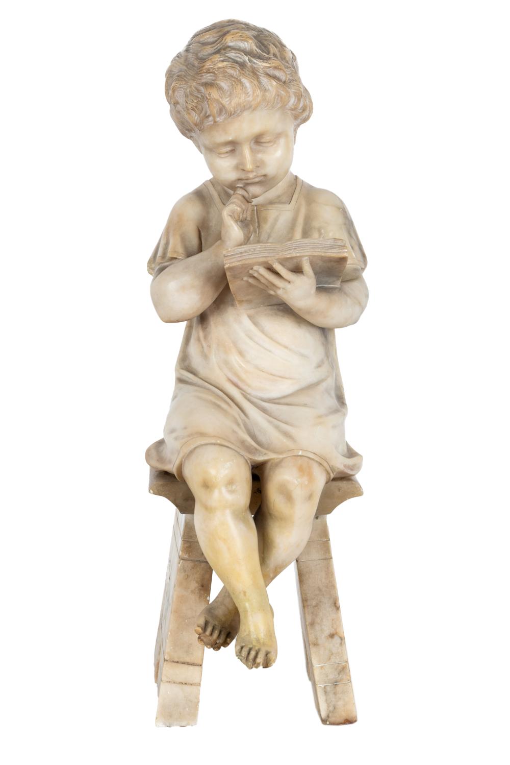 CARVED ALABASTER FIGURE: CHILD