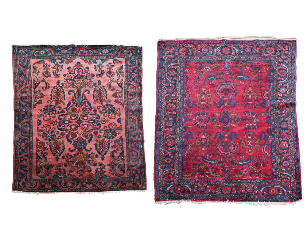 TWO RED & BLUE PERSIAN CARPETSwool