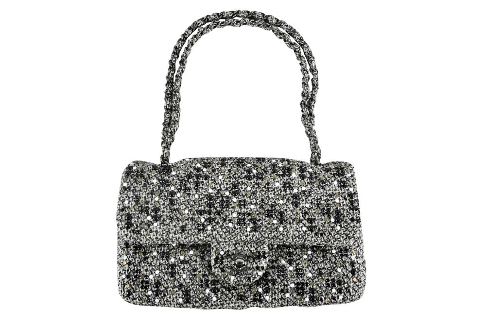 CHANEL WOVEN BEADED FLAP BAGcirca 3327ab