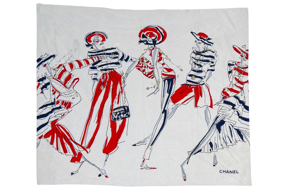 CHANEL SCARFdepicting women holding 3327be