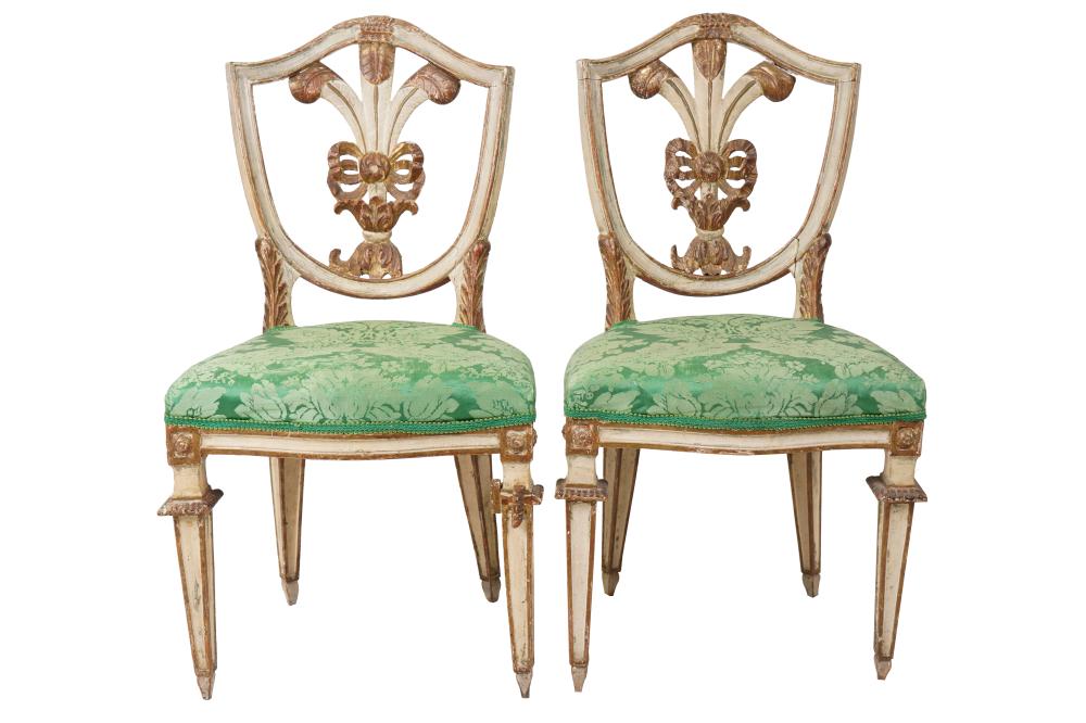 PAIR OF NEOCLASSIC WHITE & GILT-PAINTED