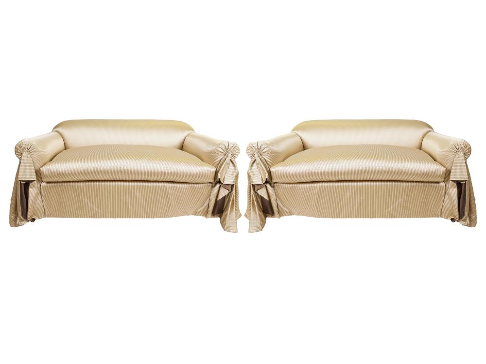 PAIR OF UPHOLSTERED LOVE SEATSwith 3327ca