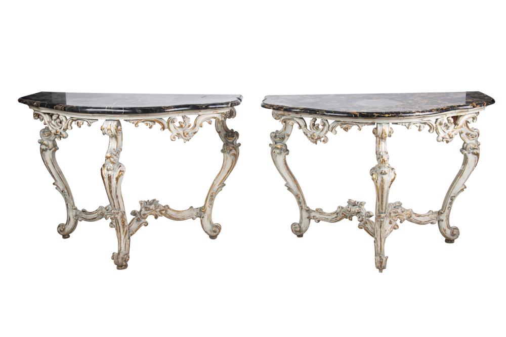 PAIR OF ITALIAN ROCOCO STYLE PAINTED