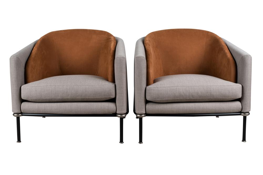 PAIR OF MINOTTI FIL NOIR ARM CHAIRS2019,