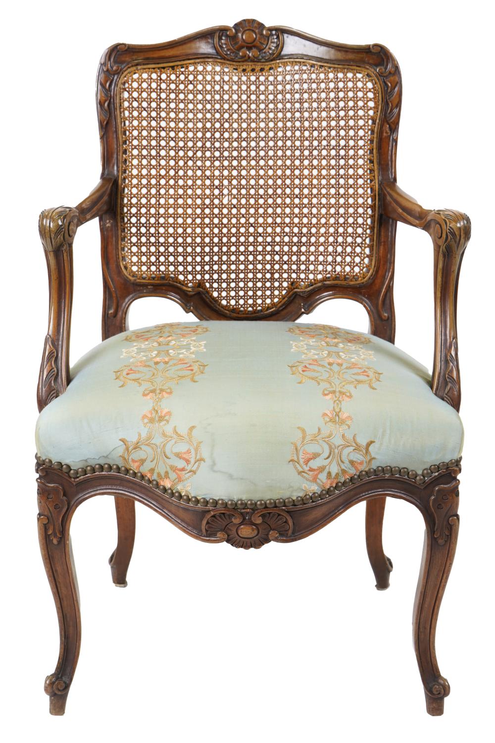 FRENCH PROVINCIAL CARVED WOOD FAUTEUIL20th 33286d