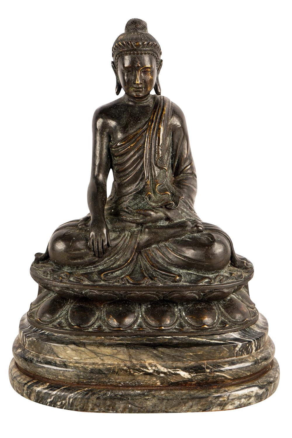 BRONZE BUDDHAfixed atop marble base