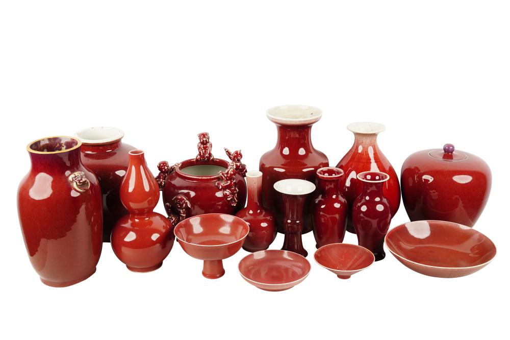 COLLECTION OF CHINESE OXBLOOD PORCELAINcomprising 3328c4