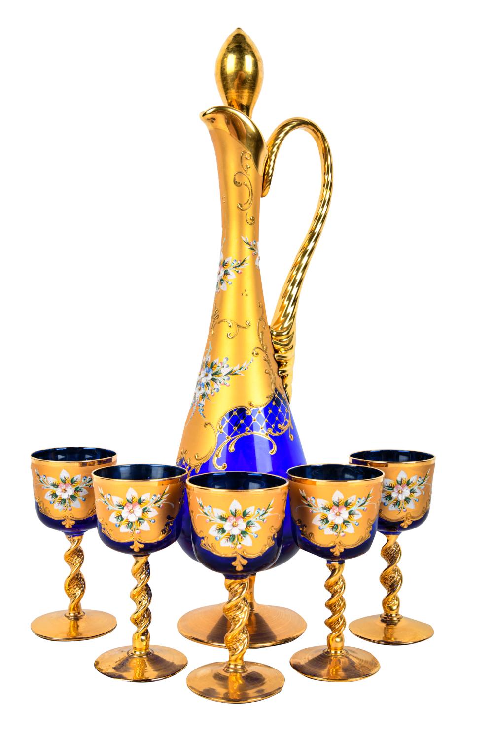 BOHEMIAN GILT OVERLAY COBALT 3328ce