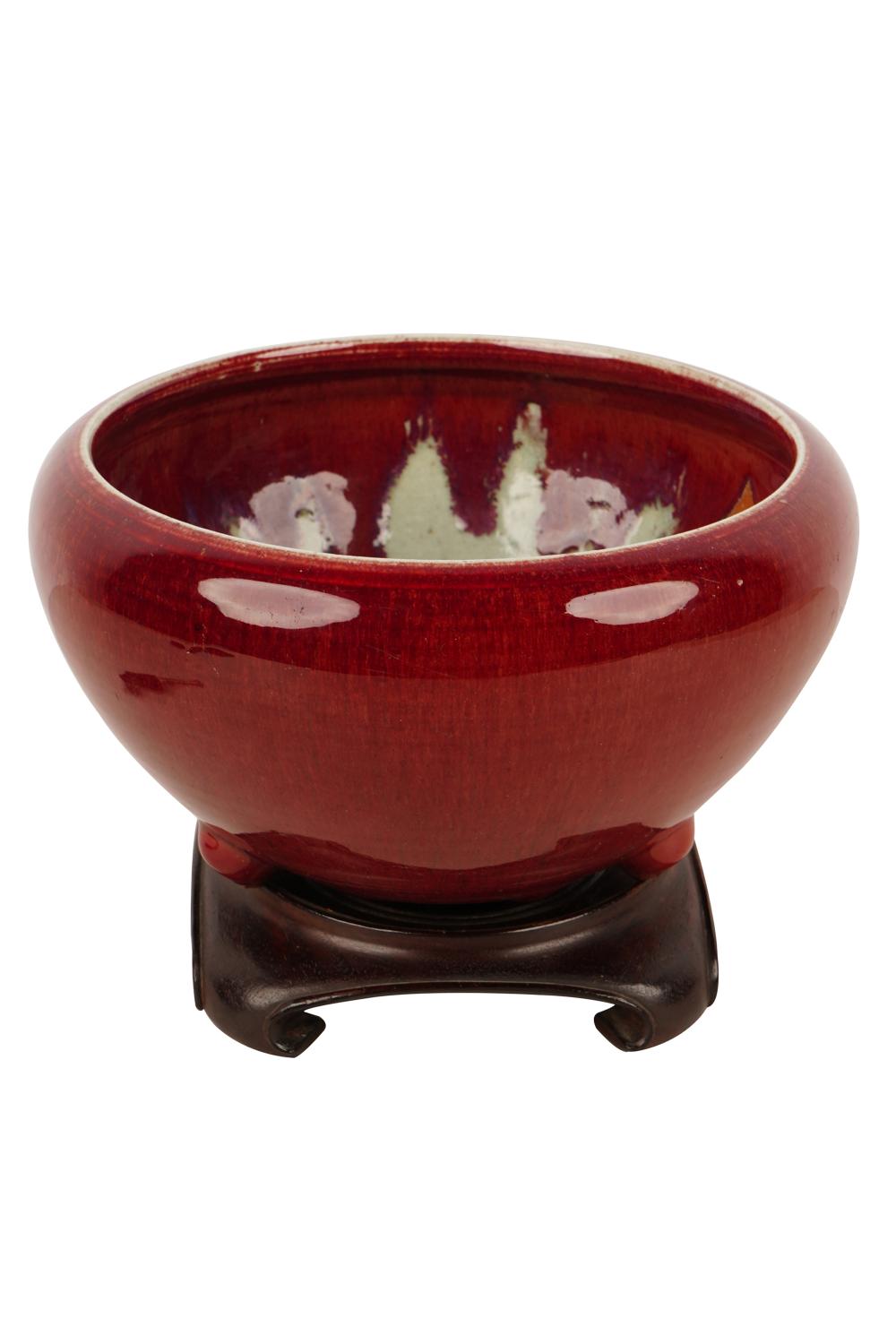 CHINESE OXBLOOD CERAMIC THREE LEGGED