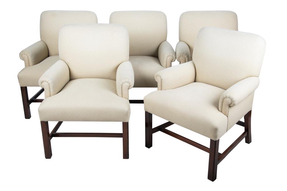 TEN UPHOLSTERED ARMCHAIRSeach with 3329e4