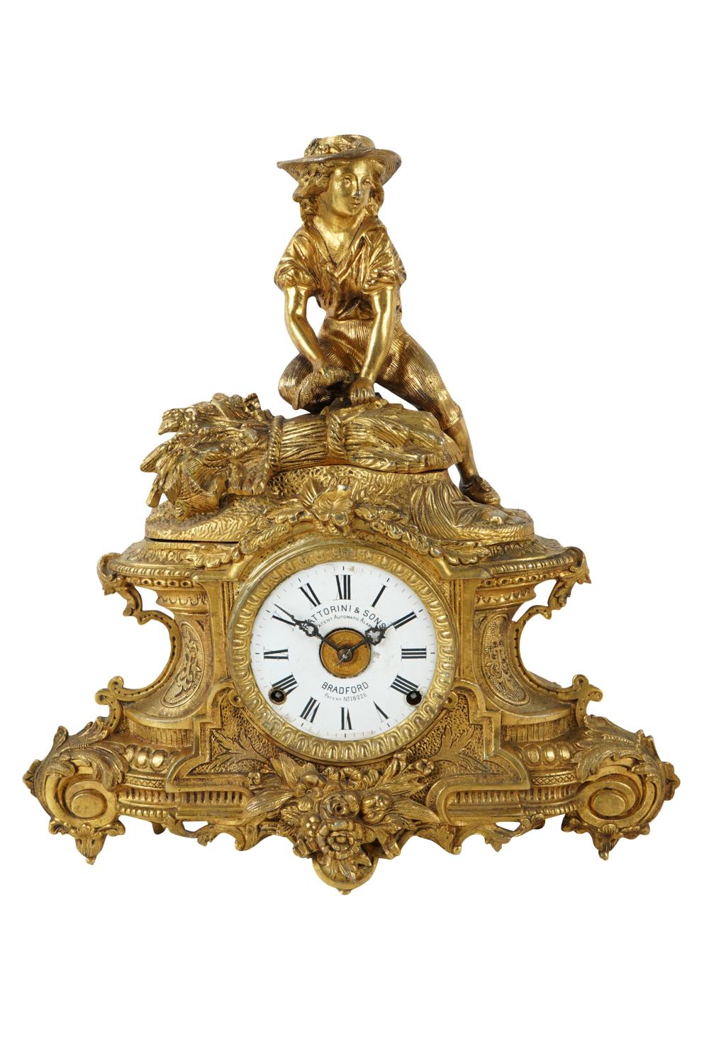 FRENCH DORE BRONZE FIGURAL CLOCKFattorini 3329f4