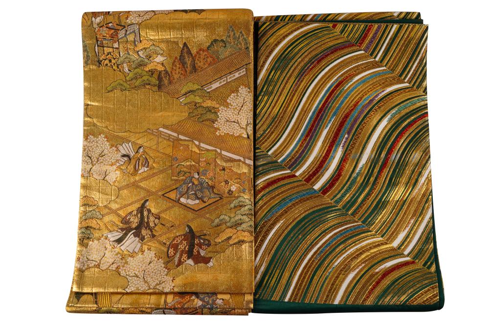 TWO JAPANESE OBI TEXTILESone depicting 3329f5