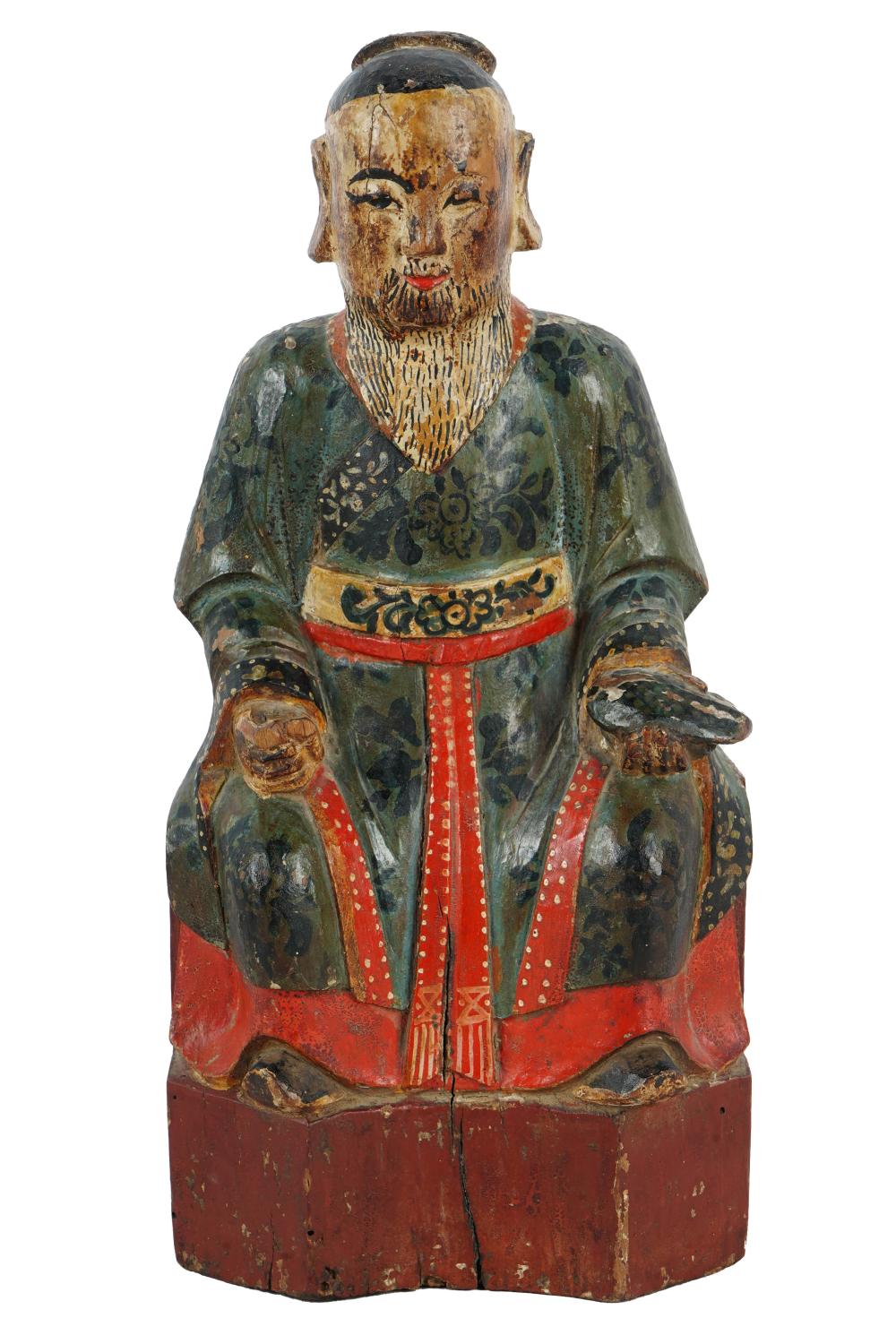 CHINESE POLYCHROME WOOD CARVED 332a15