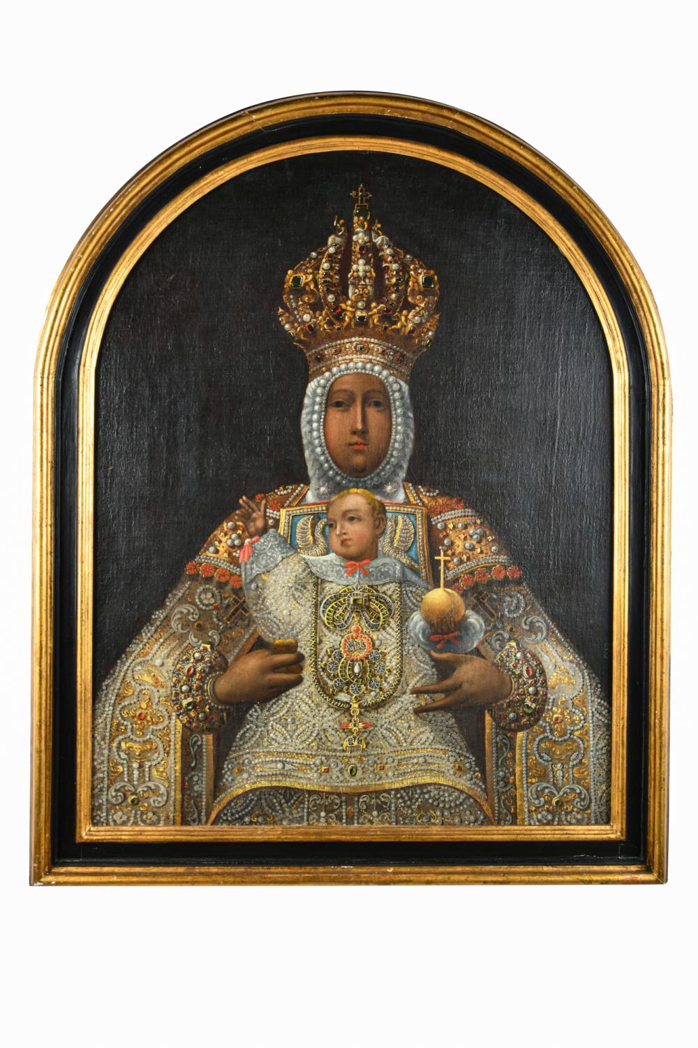 CROWNED MADONNA & CHILDoil on canvas