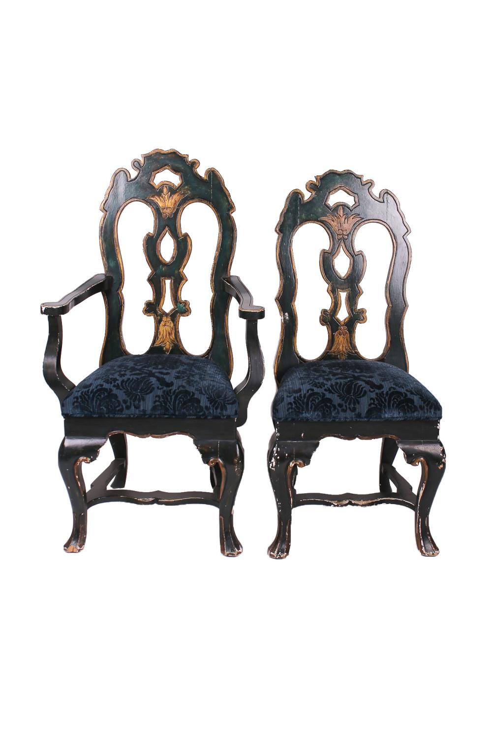 TWO PORTUGUESE BAROQUE STYLE PAINTED 332a42