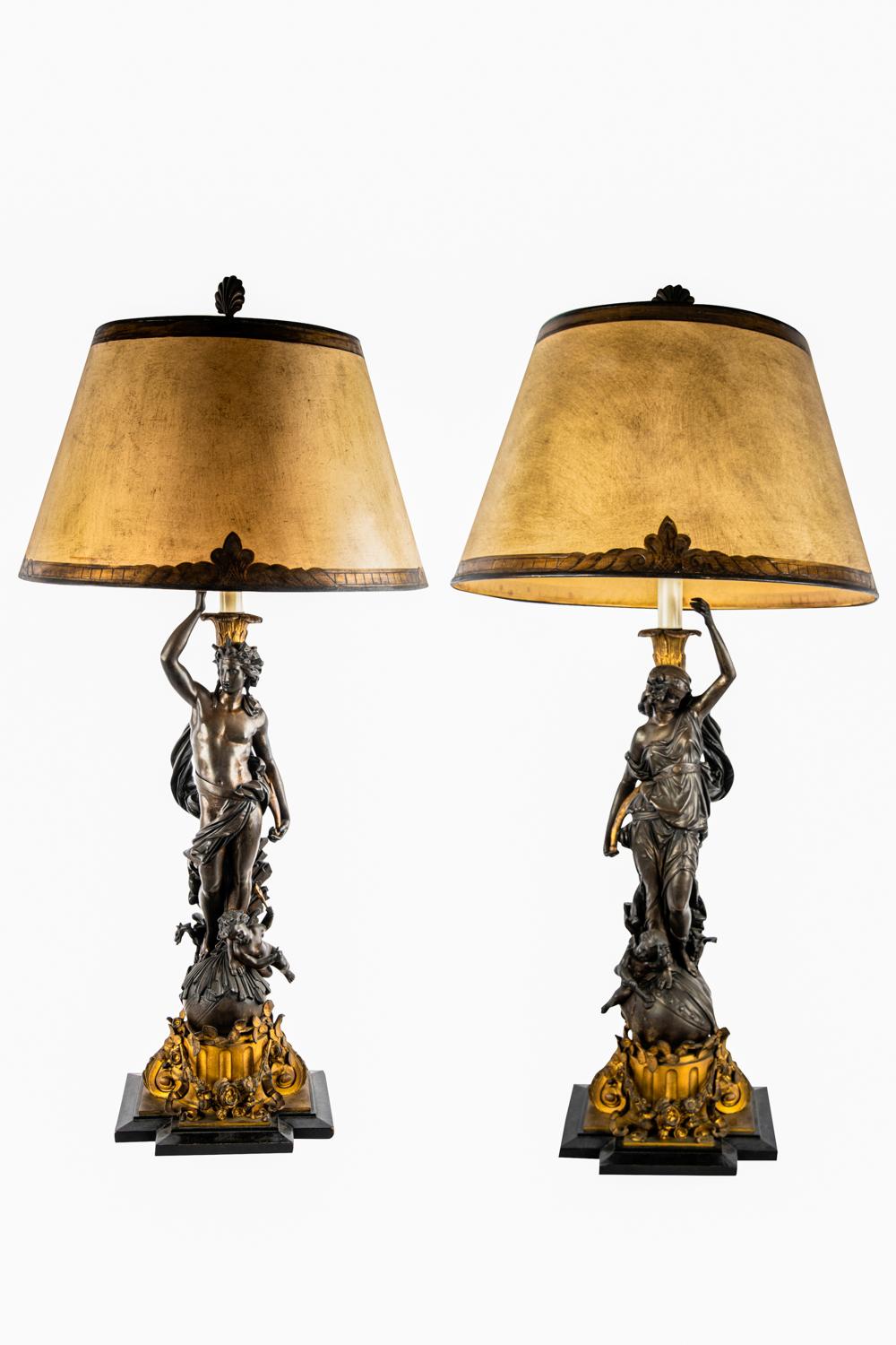 PAIR OF FRENCH EMPIRE BRONZE FIGURAL