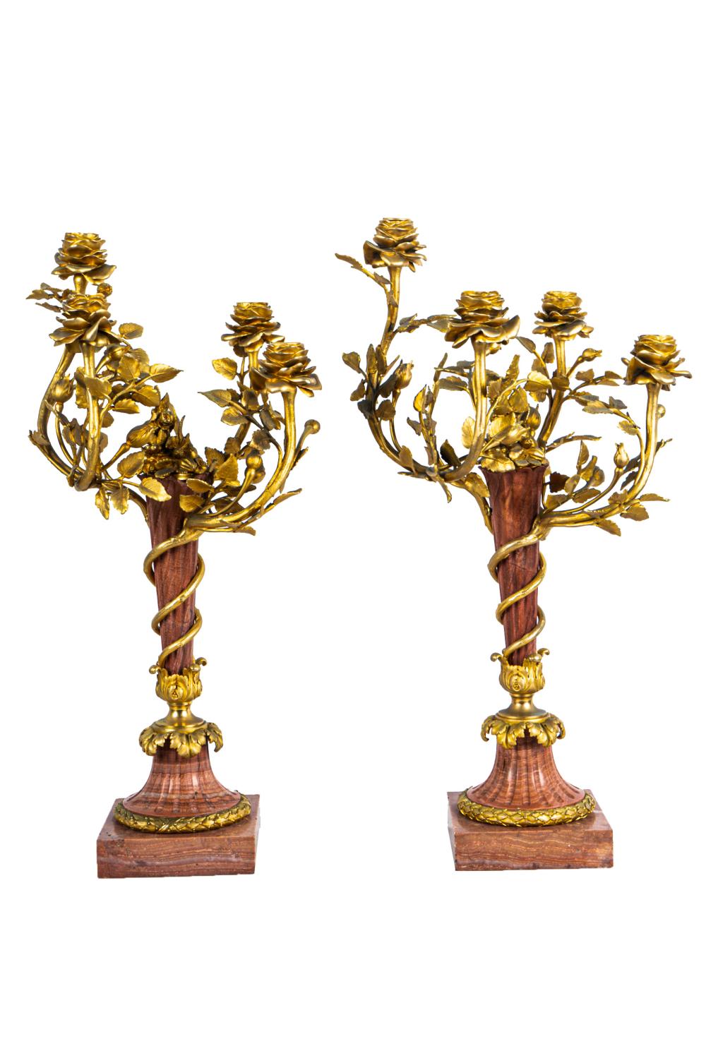 PAIR OF ROUGE MARBLE GILT BRONZE 332a78