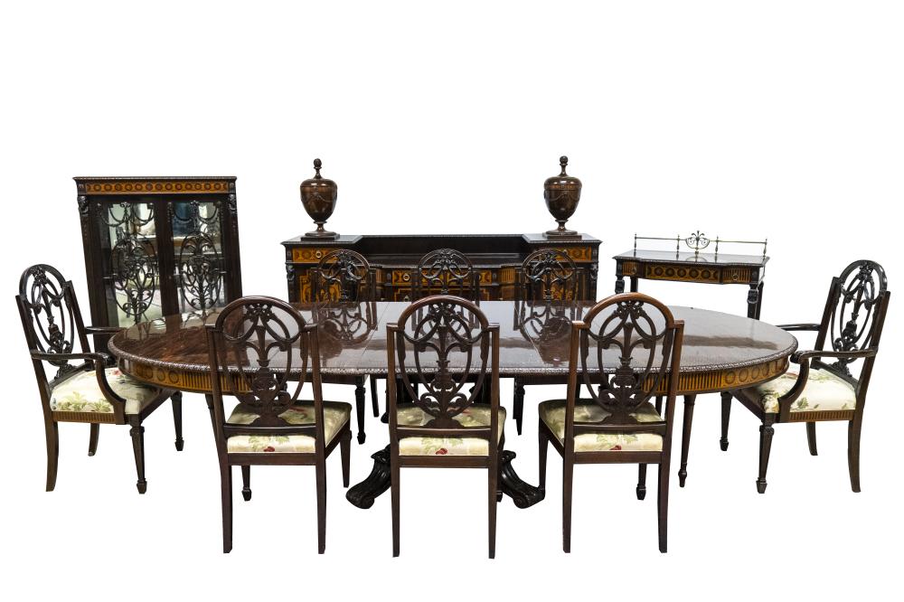 GEORGE III STYLE SATINWOOD-INLAID DINING