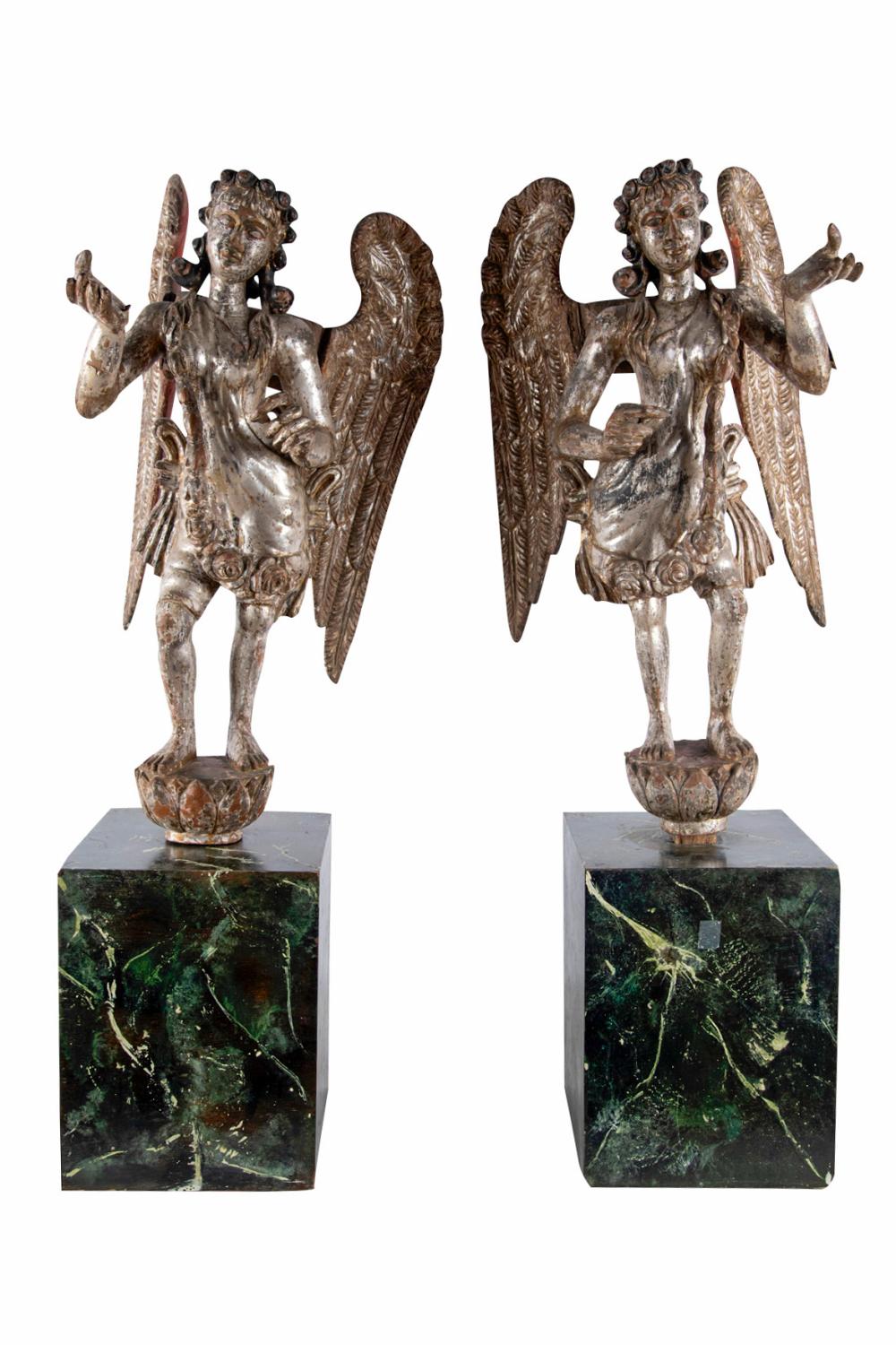 PAIR OF COLONIAL SILVER-GILT WOOD