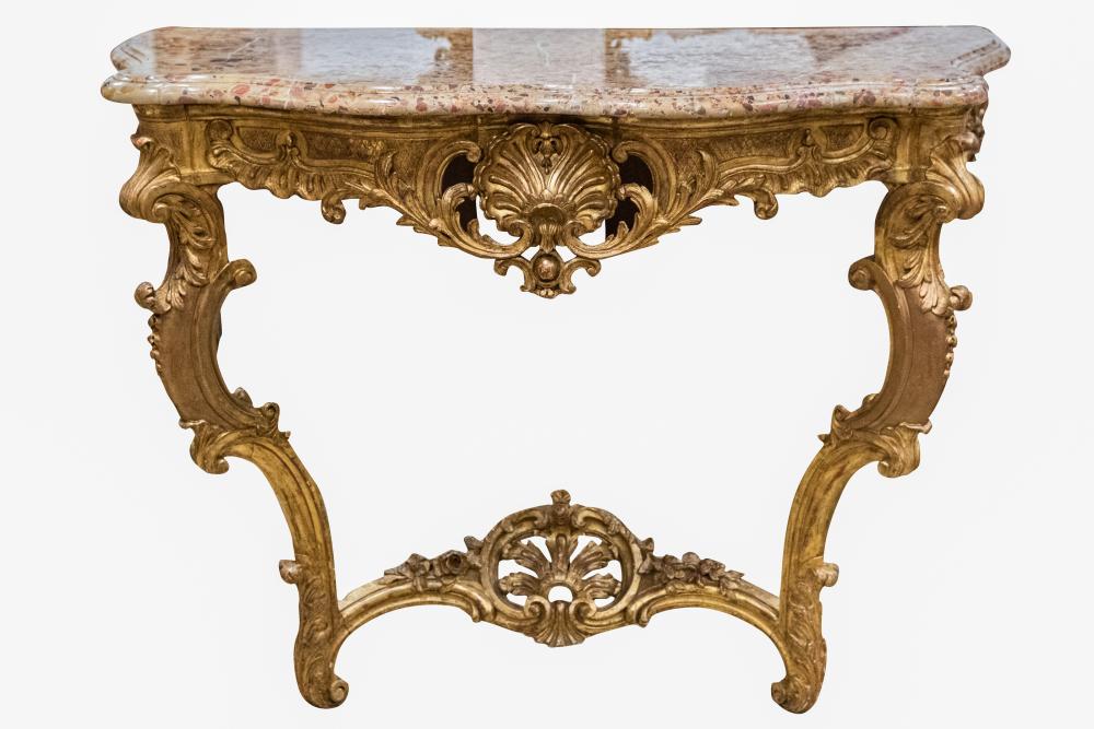 LOUIS XV STYLE GILTWOOD MARBLE-TOP