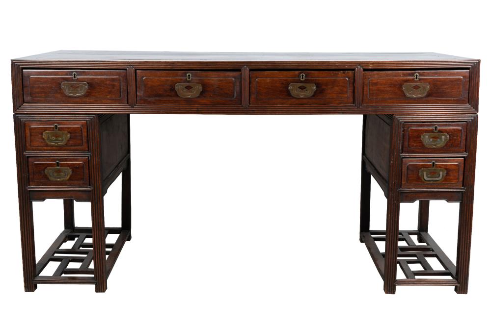 CHINESE CARVED HARDWOOD DESKProvenance: