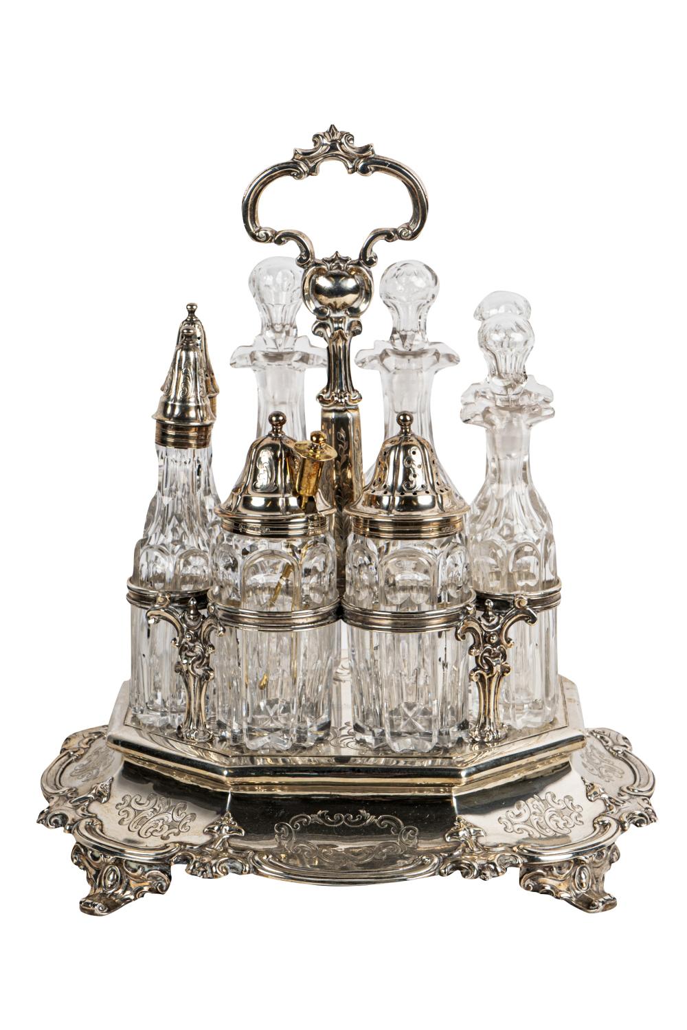 VICTORIAN SILVER & GLASS CRUET