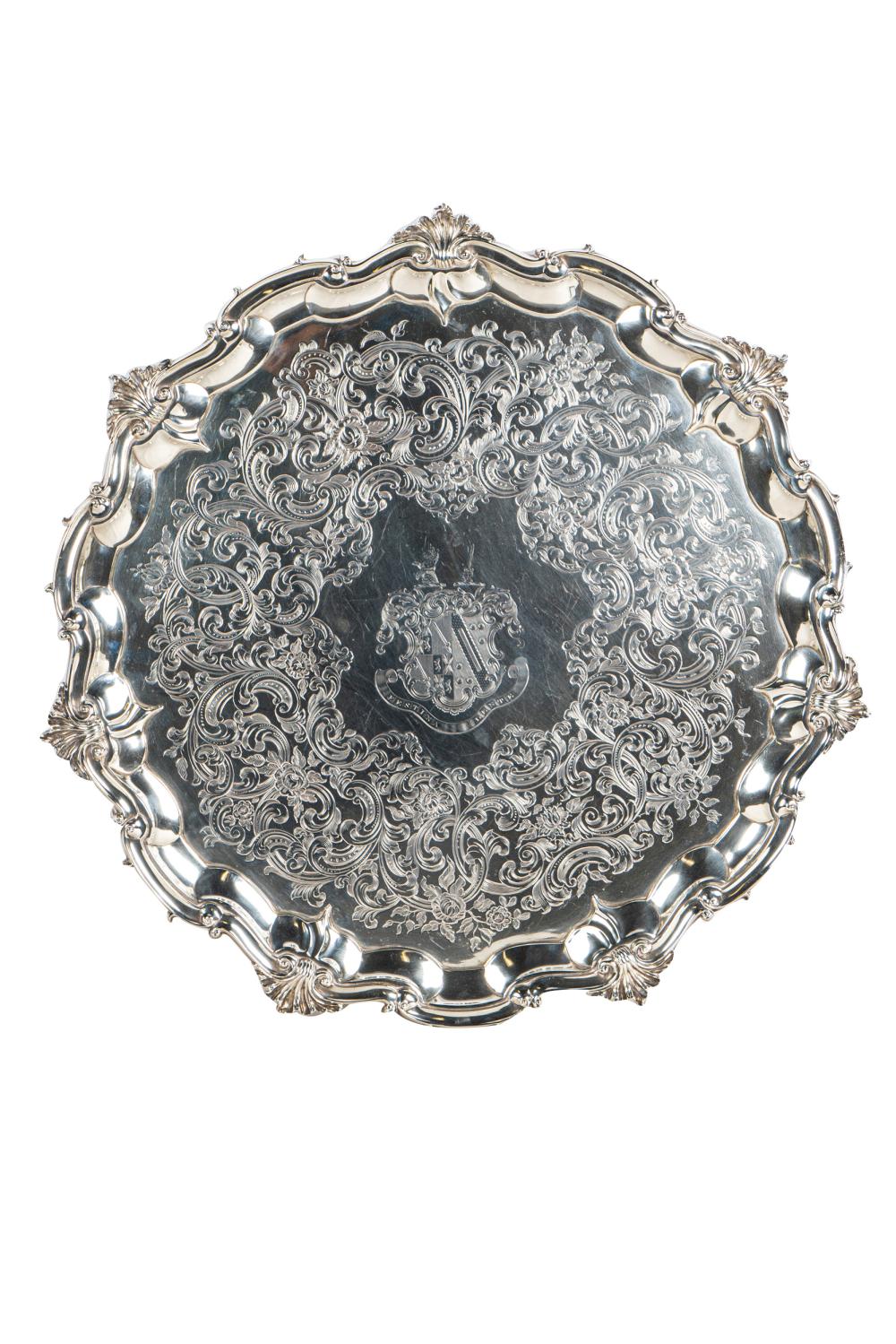 VICTORIAN SILVER FOOTED SALVER1843,