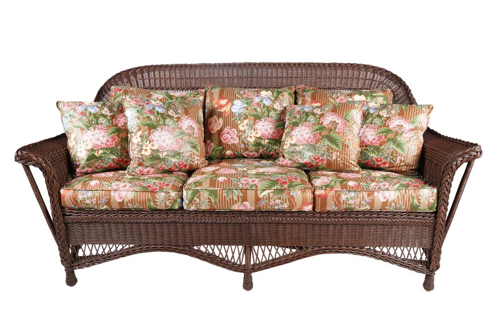 WICKER SOFAwith removable floral cushions
