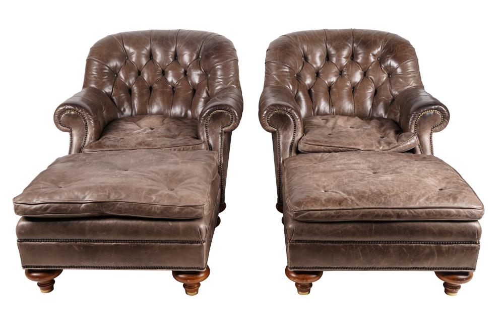 PAIR OF BAKER LEATHER CLUB CHAIRS