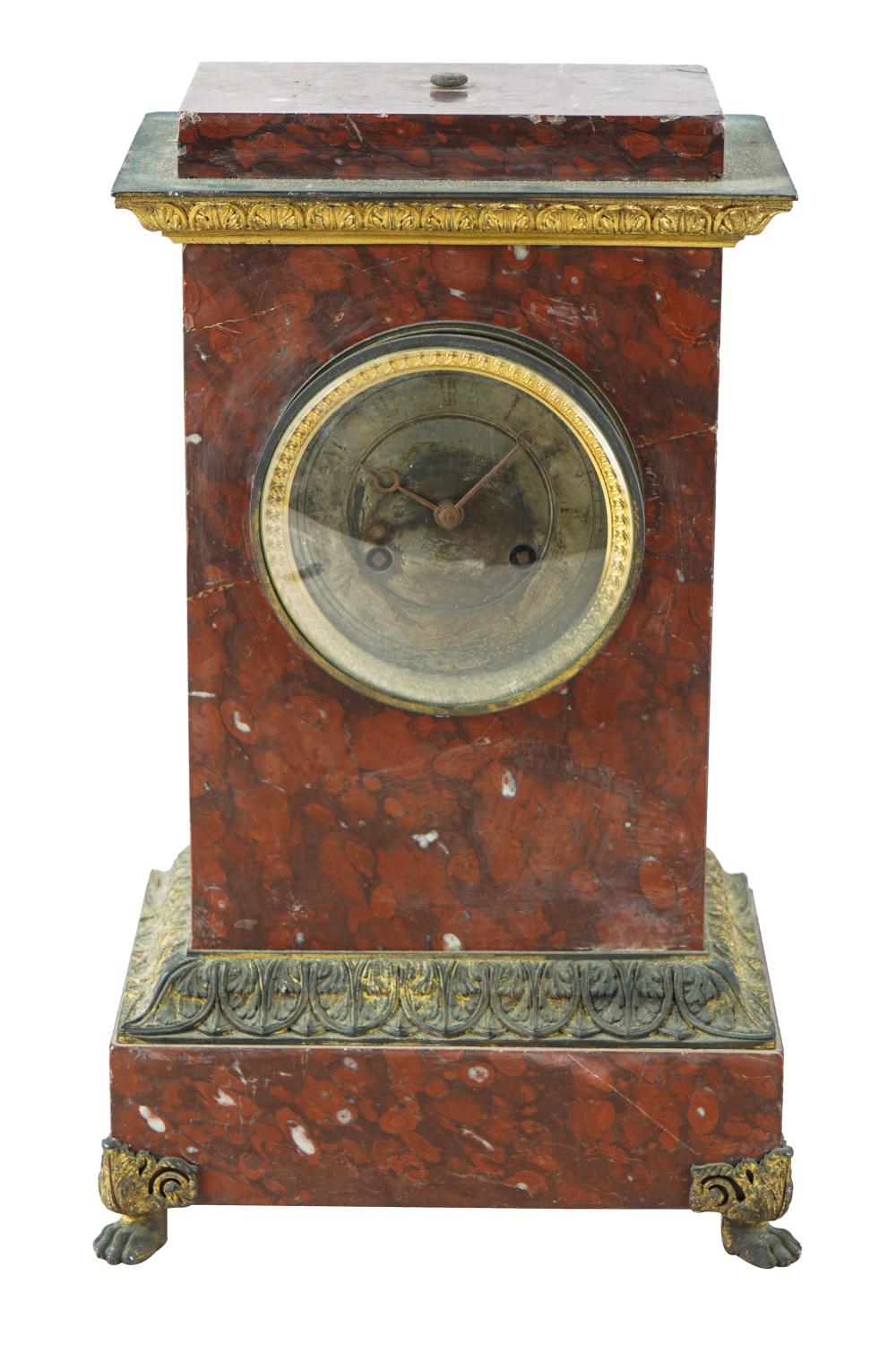 ROUGE MARBLE MANTEL CLOCKthe movement 332bc1