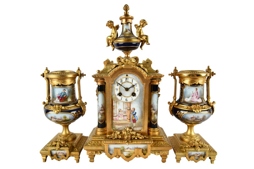 FRENCH THREE PIECE CLOCK SETcomprising 332c34