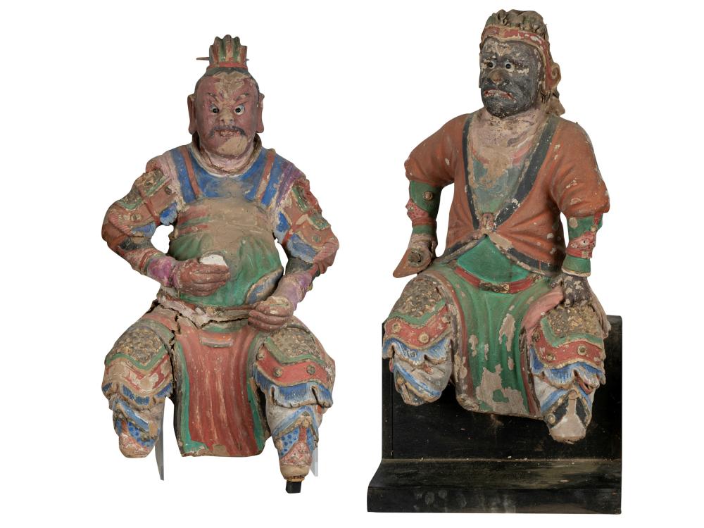 PAIR OF CHINESE PAINTED TERRACOTTA