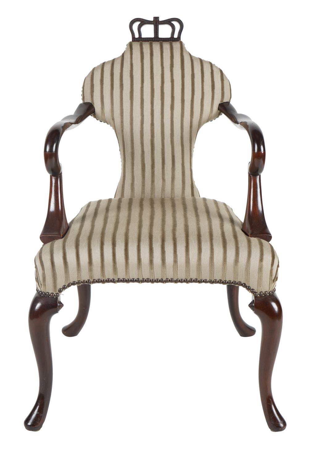 GEORGIAN STYLE MAHOGANY OPEN ARMCHAIRwith 332cab