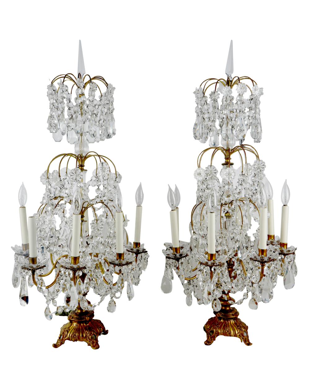 PAIR OF GILT METAL DROP CRYSTAL 332cbc