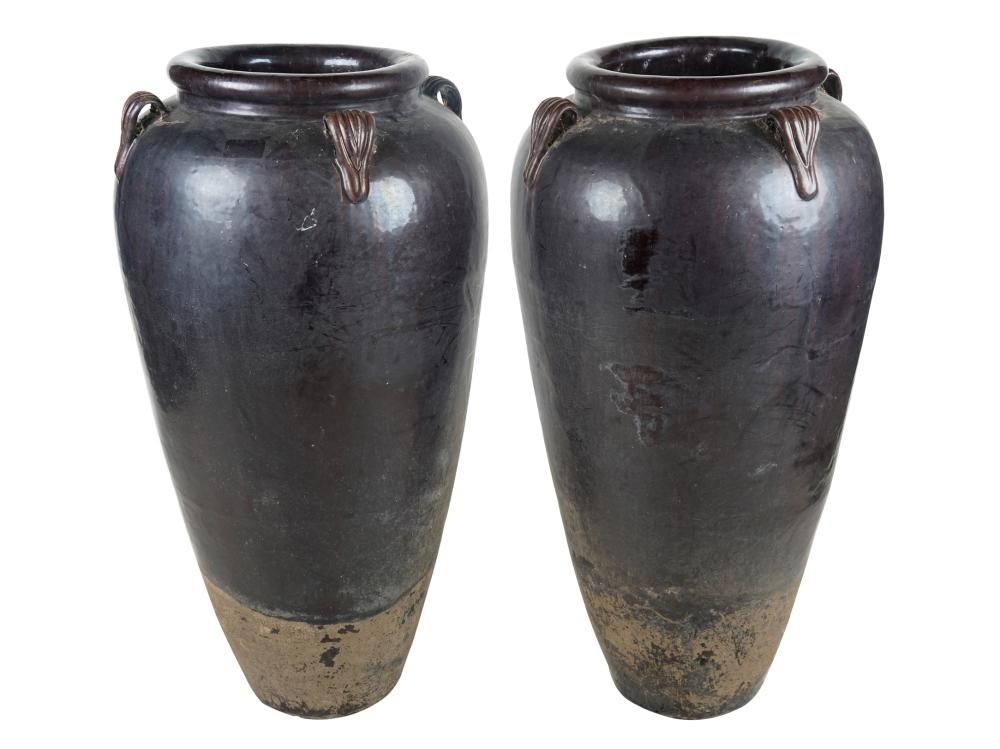 PAIR OF LARGE GLAZED CERAMIC PLANTERSProvenance  332cbe