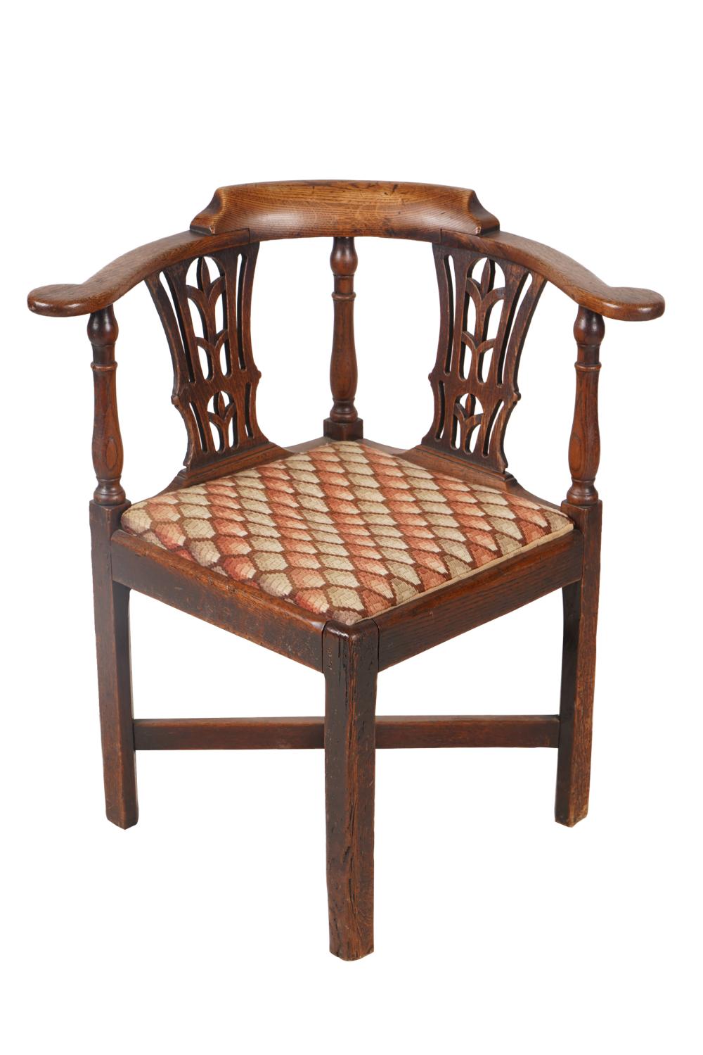 CHIPPENDALE CARVED OAK CORNER CHAIRCondition: