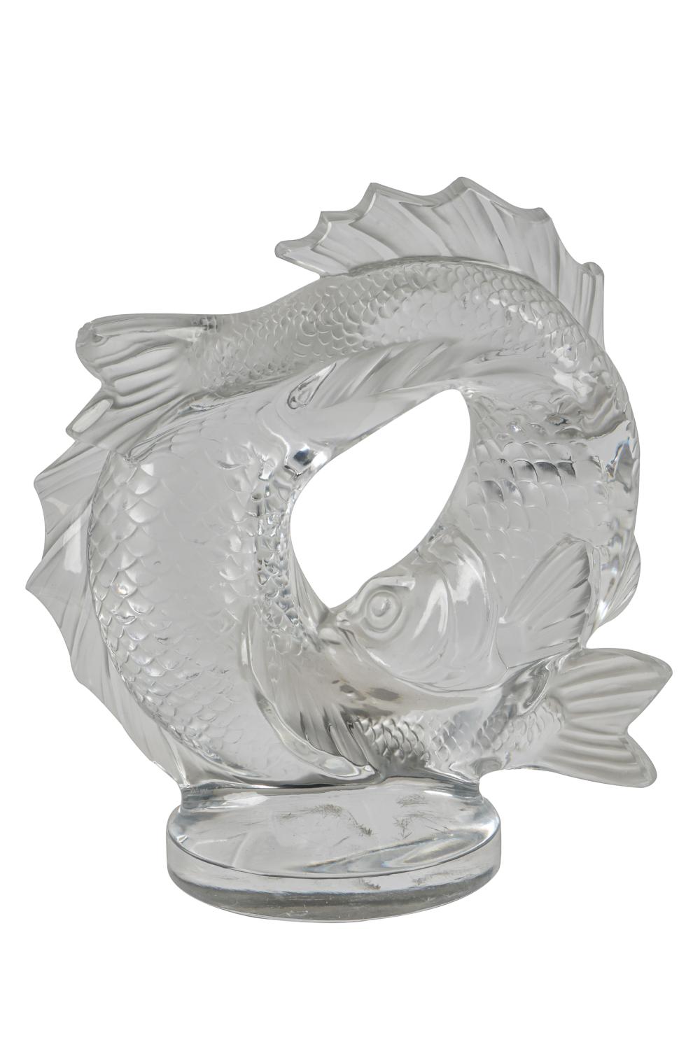 LALIQUE MOLDED GLASS FISH GROUPsigned