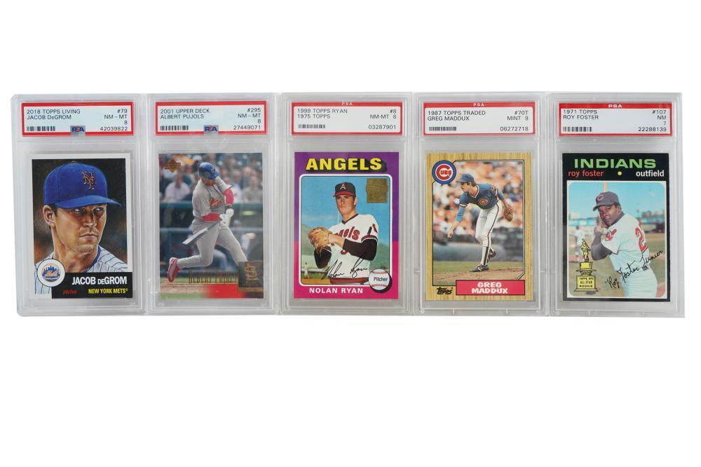 FIVE PSA GRADED BASEBALL CARDScomprising: