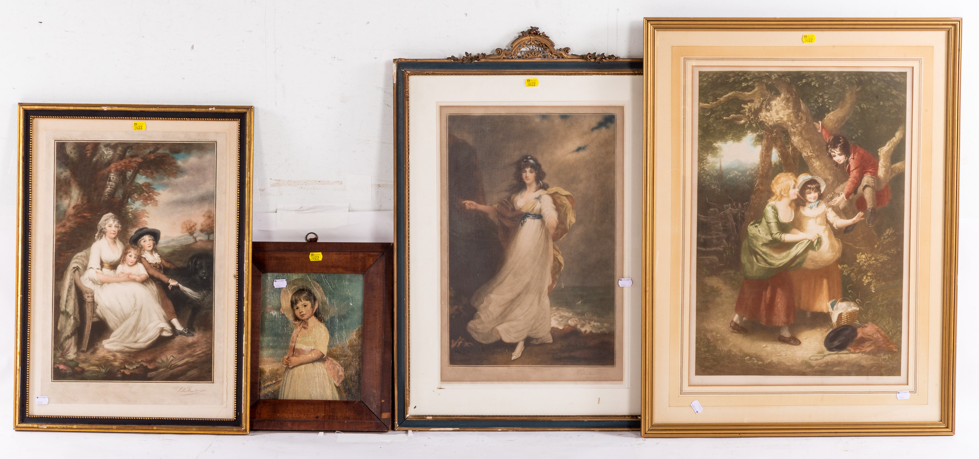 THREE FRAMED MEZZOTINTS WITH A