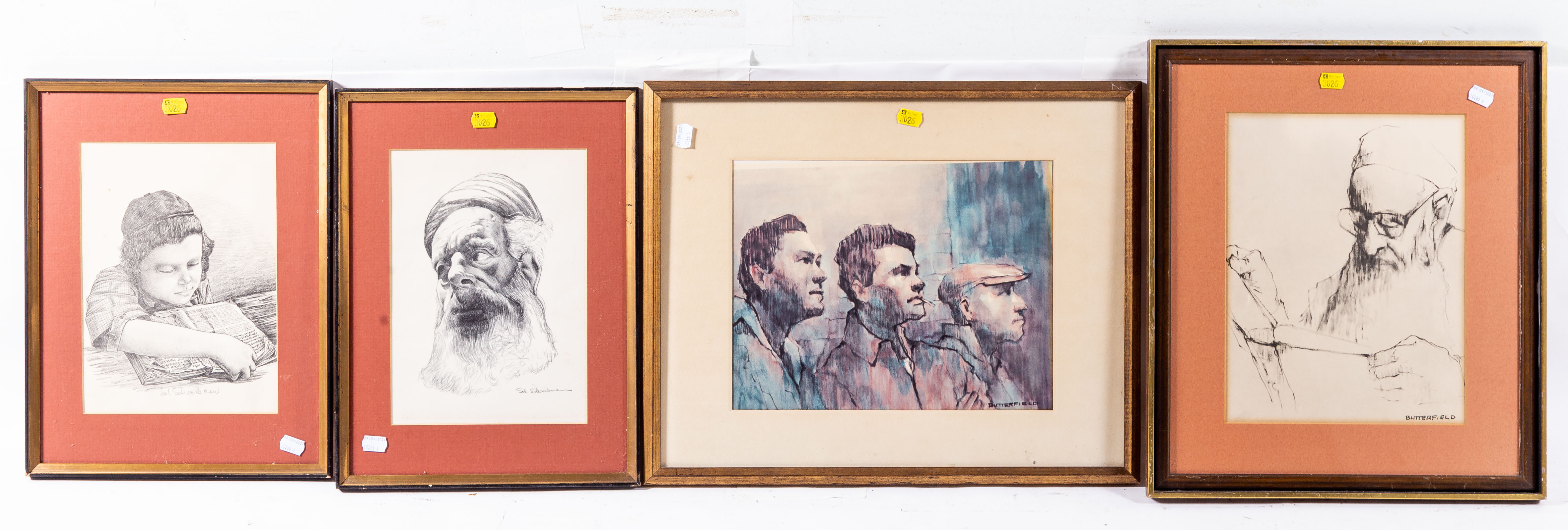 FOUR FRAMED JUDAICA THEMED ARTWORKS