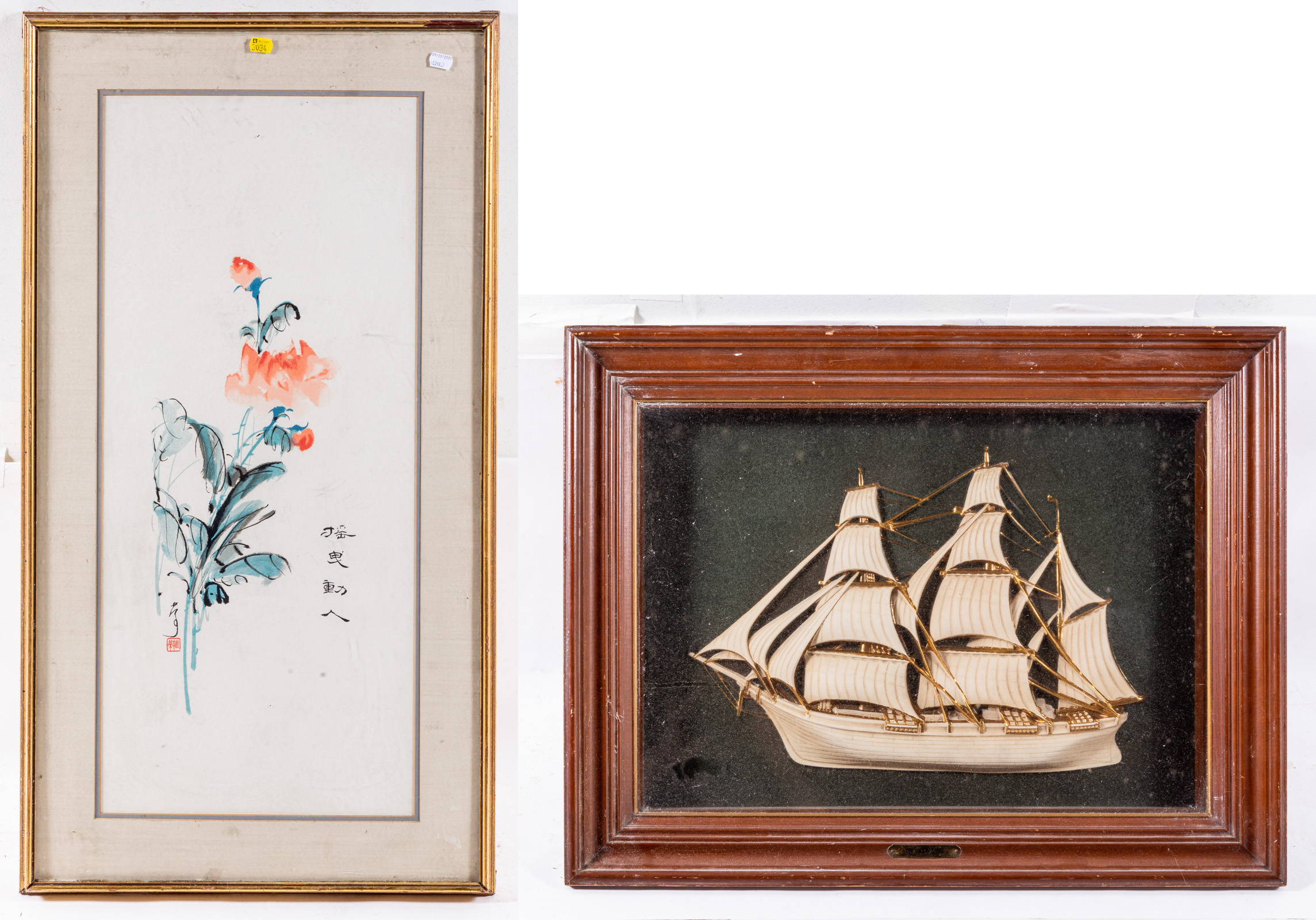 TWO FRAMED ARTWORKS Including a 3354af