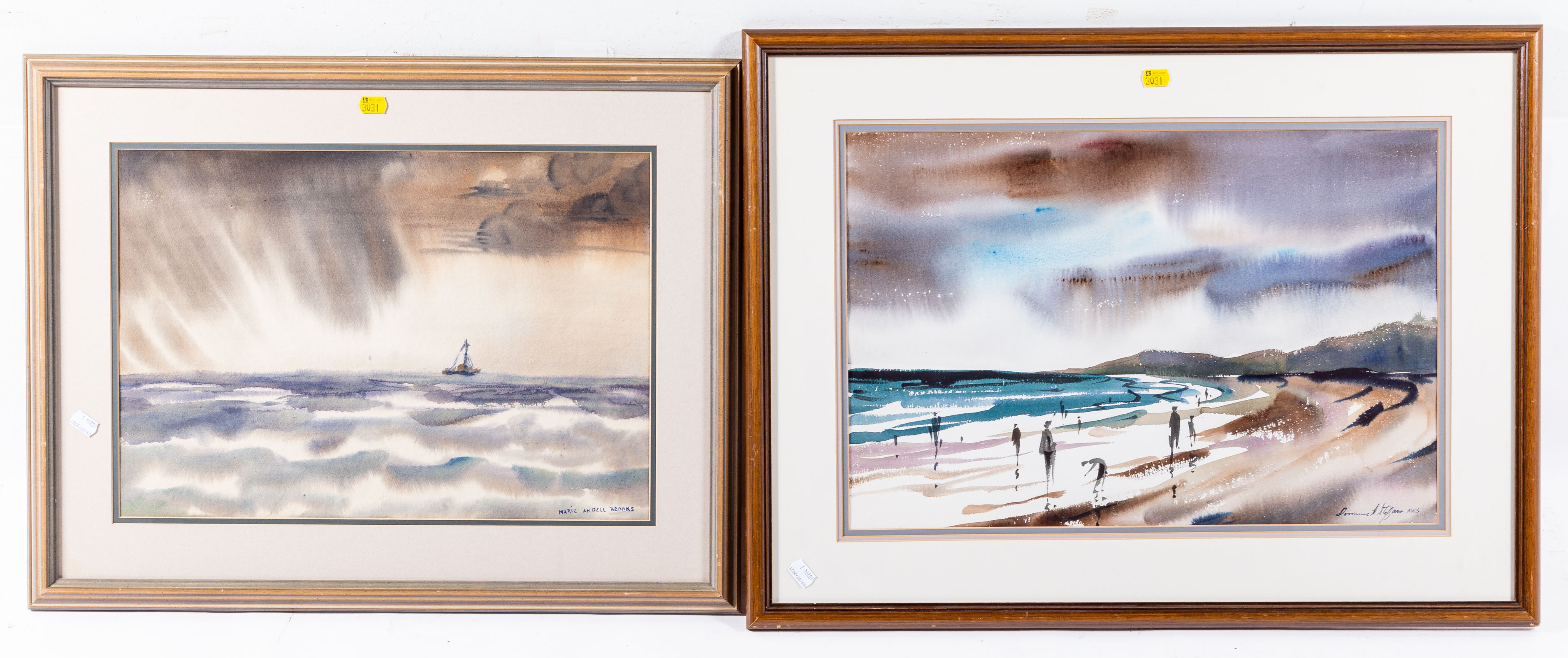 TWO FRAMED SEA THEMED WATERCOLORS 3354ac