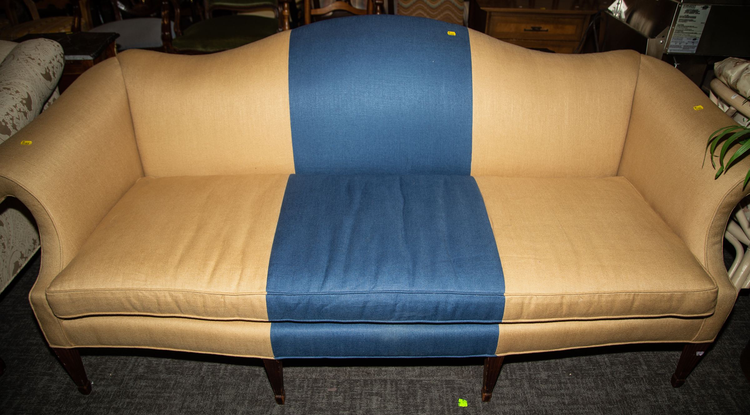 CHIPPENDALE STYLE CAMELBACK SOFA