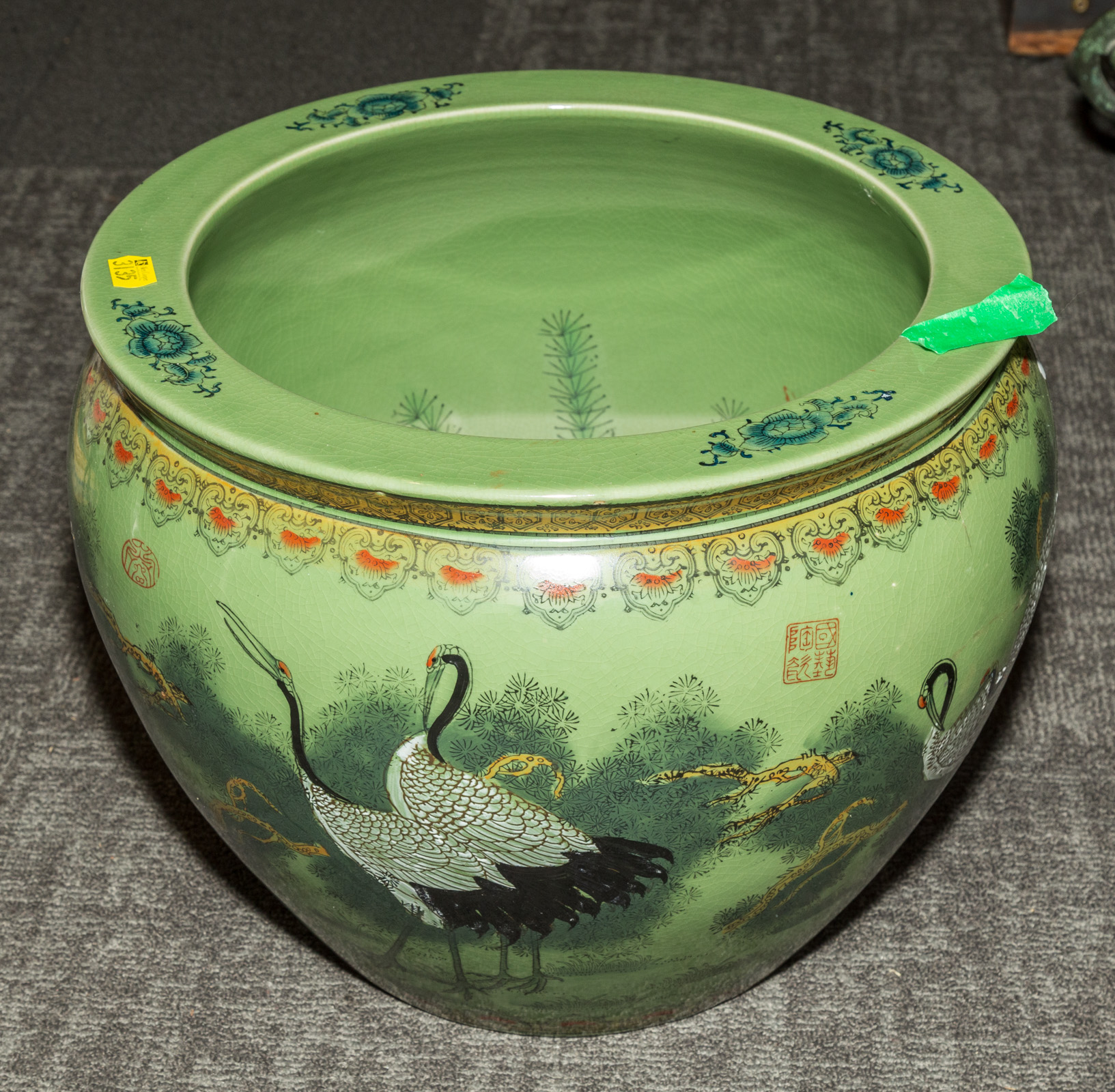 JAPANESE CELADON GLAZE FISH BOWL 3354e6