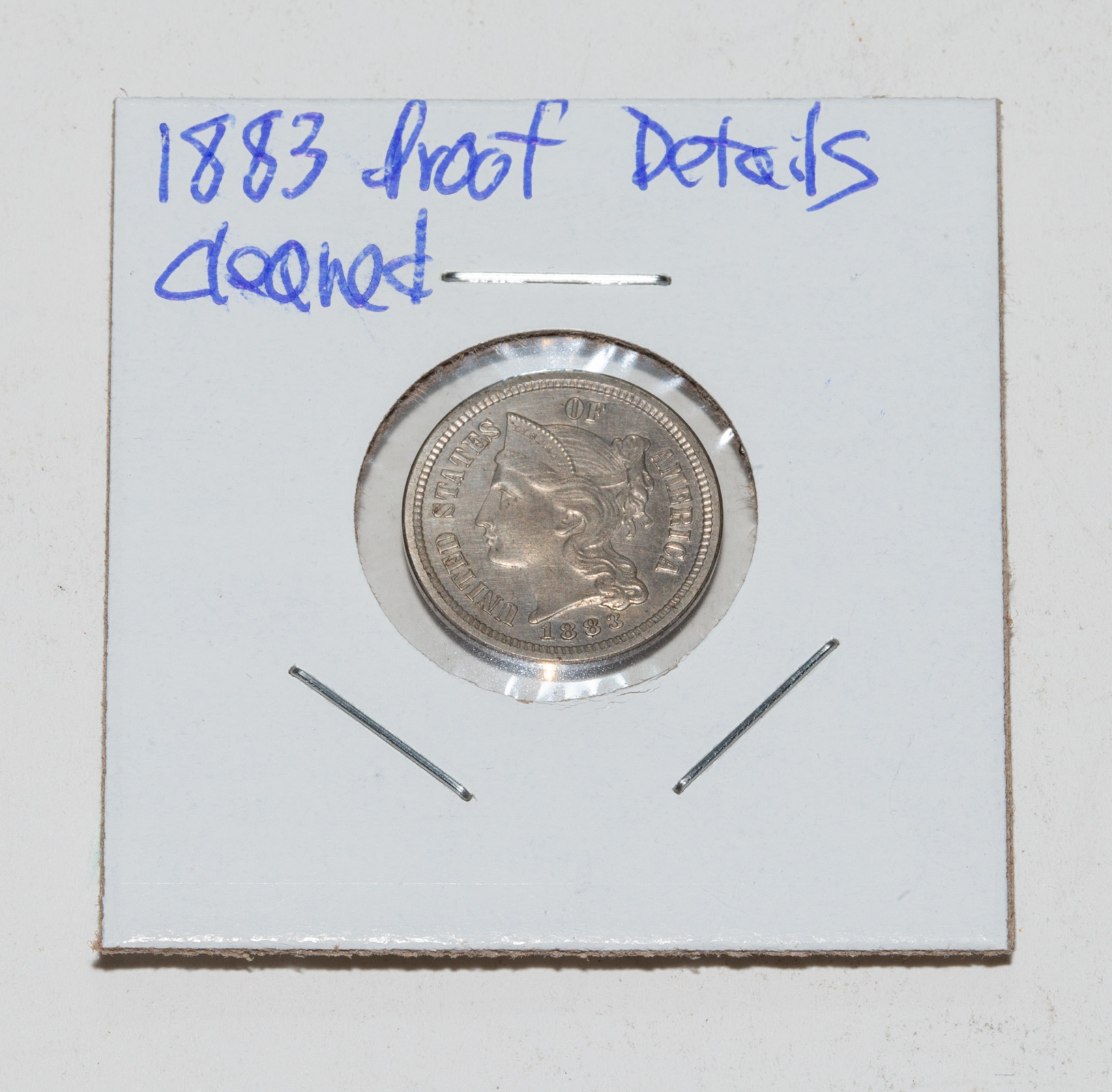 1883 3 CENT NICKEL PROOF DETAILS  33551c