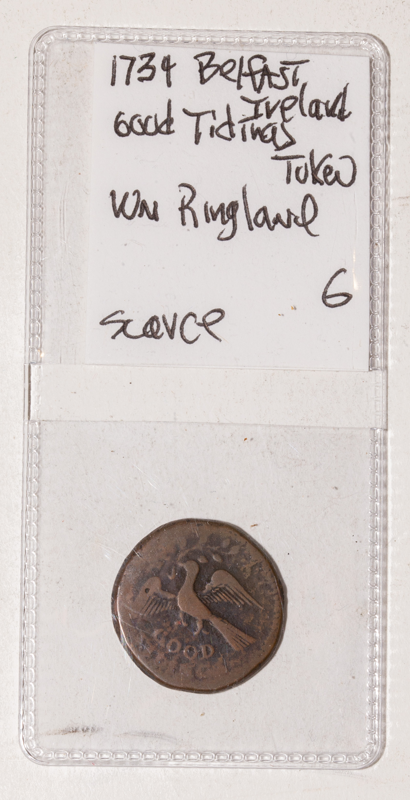 1734 IRISH TWO PENCE TOKEN BY RINGLAND